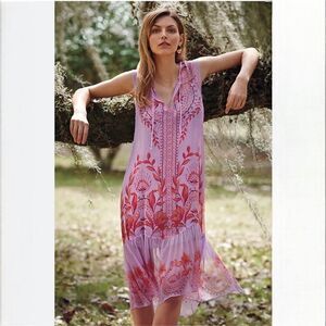 Floreat Anthropologie Wisteria Silk Dress Floral Ruffle Hem Size 0
